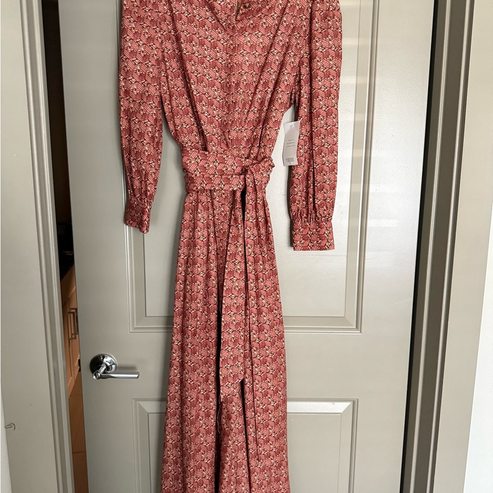 Tie Waist Rust Maxi Dress